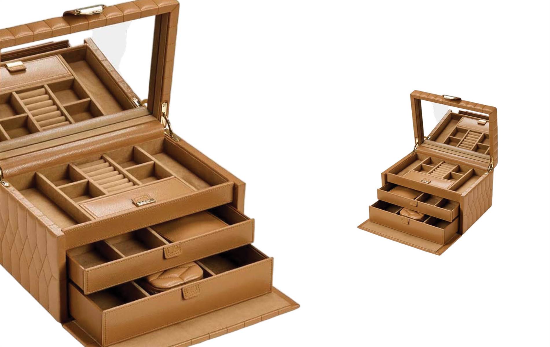 Geometric styling, elegant jewellery boxes and watch winders — protective LusterLoc lining. | Source: Wolf
