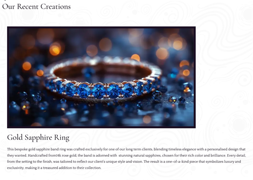 An AI-generated image of jewellery presented as a custom creation.