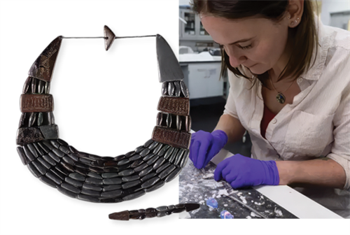 An excavation in Scotland uncovered 42 jet beads and nine jet plates. Initially, it was believed the recovered items were part of a single piece of jewellery; however, recent research revealed they were a matching set. The jewellery is believed to be an elaborate high-status collection, as indicated