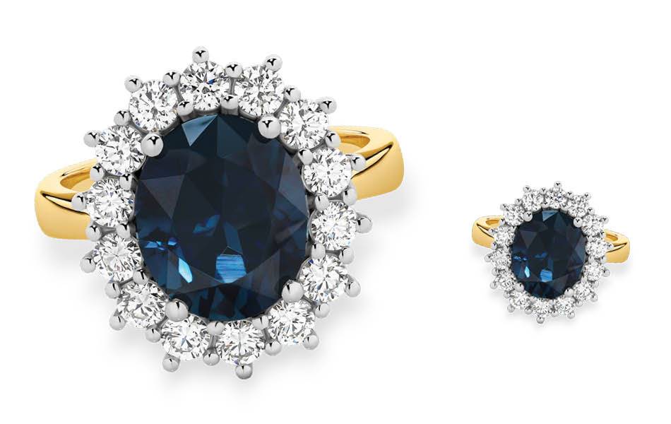 18ct gold ring — 4.39ct Inverell Sapphire, 0.90ct diamonds, timeless Australian design. | Source: Bolton Gems