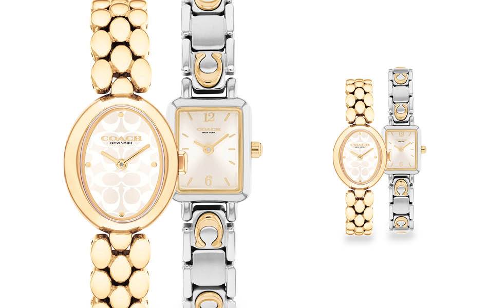 Silver-white dial, steel and gold-tone accents — versatile, feminine style that complements all jewellery. | Source: Coach
