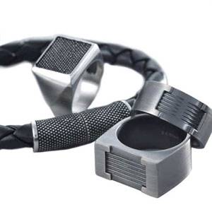 HARDWARE by Cudworth Stainless Steel:  Brushed IP gunmetal and leather collection