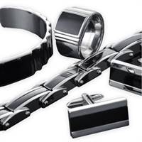 Cudworth Stainless Steel: Galvanised polished stainless steel and black lacquer collection