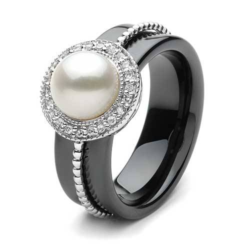 Ikecho Pearls ceramic ring