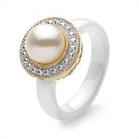Ikecho Pearls white ceramic ring