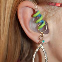 A hearing aid adornment designed by Hayleigh Scott.