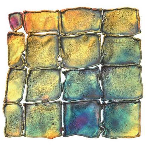 A creative Bilk Gallery piece by Jill Hermans, Small Square, Brooch 2012, Shibuichi, brooch pin, 40 x 40mm