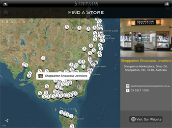 The app allows customers to find their nearest Showcase Jewellers store