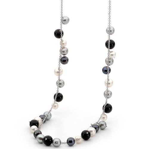 New from Ikecho Pearls, this necklace is laced with mixed pearls