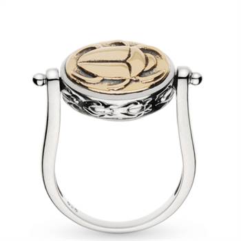 Najo's sterling silver ring with a bronze spinning scarab, reminiscent of ancient Egypt