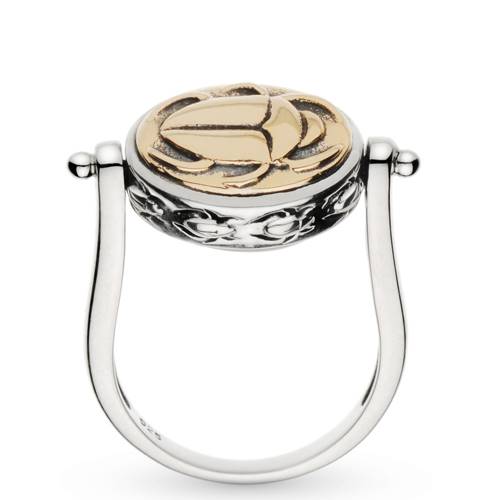 Najo's sterling silver ring with a bronze spinning scarab, reminiscent of ancient Egypt