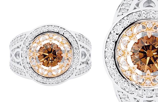 Australian Chocolate Diamonds' white and rose gold ring 