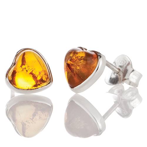 Amber shines in this pair of sterling silver stud earrings - perfect for Valentine's Day 