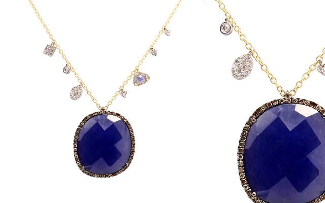 Meira T Designs' rough blue sapphire necklace