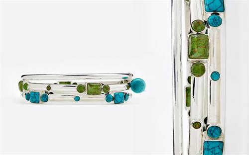 Swimming in Stones' stackable bangles.