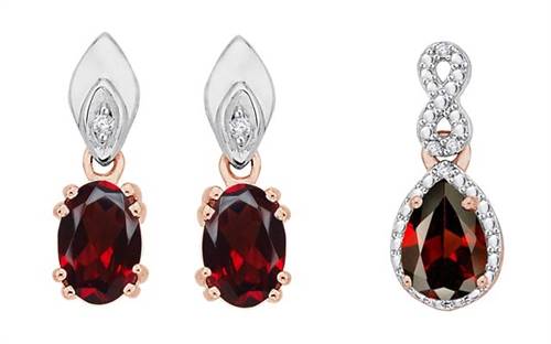 Oblo Jewellery's garnet drop earrings and pendant