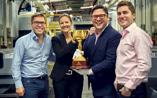 (L–R) ABC Bullion managing directors Phillip Cochineas and Janie Simpson, Pallion CEO Andrew Cochineas and Pallion COO Paul Cochineas