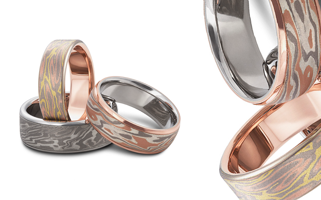 Grew & Co's Mokume Gane rings