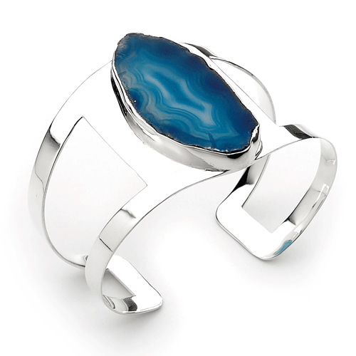 Agate silver bangle