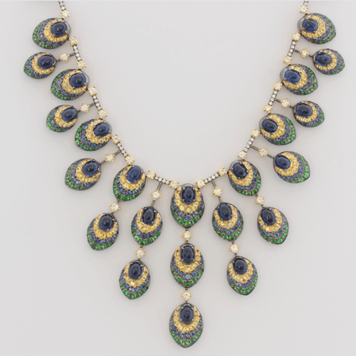 SJ Jewels' peacock-inspired necklace