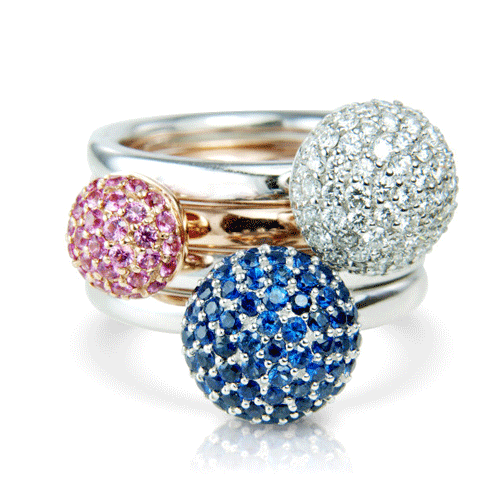 Mark Milton's threefold sapphire and diamond ring
