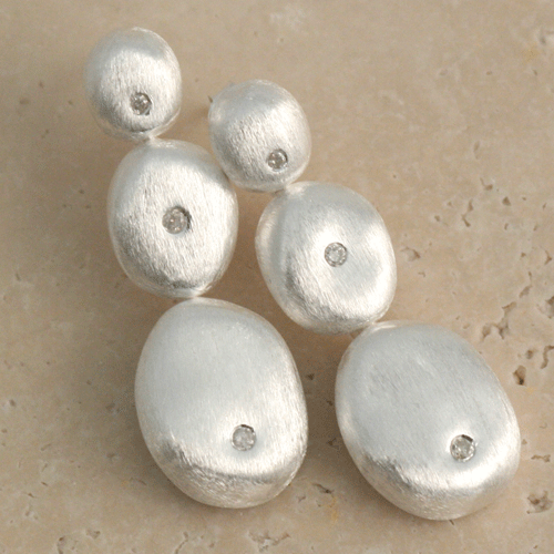 Three-tier sterling silver earrings from the new Pebbles collection