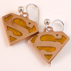 Superman rose-gold earrings