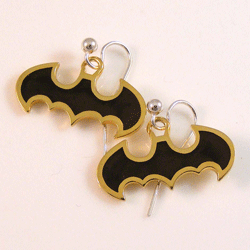 Batman gold-plated earrings