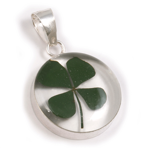 The Blue Turtles clear four-leaf clover pendant