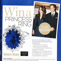Holloway Diamonds' 'princess ring' competition in Australian Women's Weekly