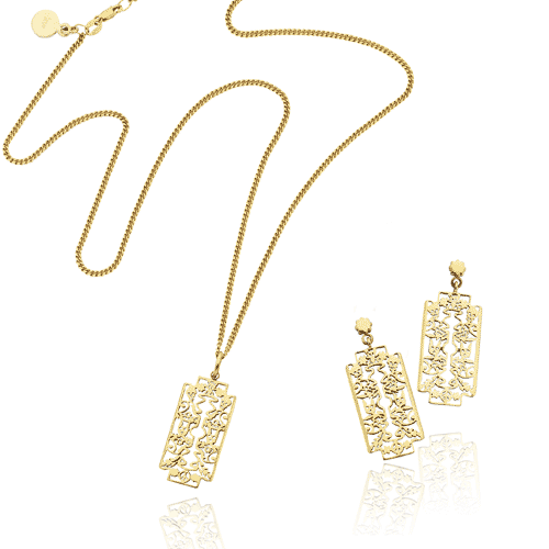 A new filigree razor blade pendant from Karen Walker